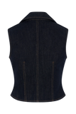 Shona Denim Vest With Decorative Buttons Washed Indigo Blue