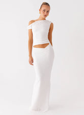 Galantis One Shoulder Maxi Dress White