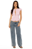 Delta Pink Keyhole Woven Top