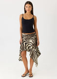 Kia Low Rise Asymmetrical Midi Skirt Zebra