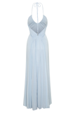 Maely Gathered Slinky Maxi Dress Pale Blue