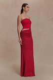Jasiel Strapless Knit Maxi Dress Red