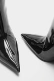 Over It Black Fitted Over Knee Pointed Heeled Boots