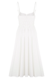 Elias Shirred Cotton Midi Dress White