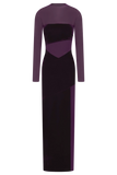 Davina Velvet And Mesh Maxi Dress Purple