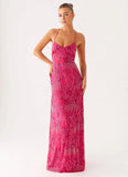 Vietta Sequin Cami Maxi Dress Fuchsia