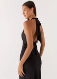 Heavy Hearted Satin Maxi Dress Black
