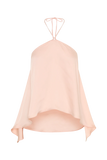 Adelaide Draped Satin Halter Top Peach
