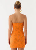 Push Back Beaded Sequin Mini Dress Orange