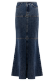 Loretta Denim Maxi Skirt Washed Dark Blue