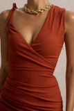 Island Girl Rust Asymmetric Maxi Dress With Split