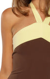 Avenue Brown Contrast Jersey Mini Dress