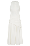 Emily Wrapped Waist Midi Dress White