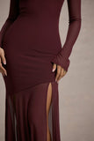 Tigerlily Port Mesh Long Sleeve Open Back Maxi Dress
