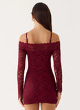 Just This Once Lace Mini Dress Merlot