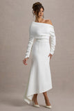 Lou White One Shoulder Asymmetric Maxi Dress