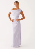 Heart Of Glass Satin Maxi Dress Lilac