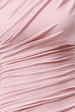 Mardi Pink Asymmetric Maxi Dress With Ruching