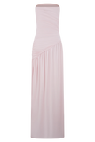 Bex Strapless Slinky Maxi Dress With Split Pale Pink