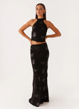 Only Girl Sequin Maxi Skirt Black