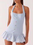 Georgina Denim Mini Dress Light Blue