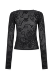 Omari Embroidery Long Sleeve Knit Top Black