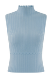 Indy Pointelle Knit Top Cornflower Blue