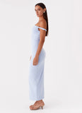 Arabella Twist Shoulder Maxi Dress Blue