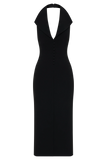 Annita Crepe Halter Midi Dress Black