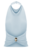 Calandra Slinky Halter Top With Hardware Pale Blue