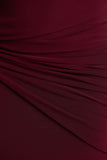 Decadence Burgundy High Neck Wrapped Maxi Dress With Twist Sleeve