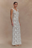 Cornelia Floral Sheer Maxi Dress Ivory