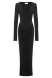 Louanne Slinky Long Sleeve Maxi Dress Black