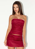 Atenea Draped Organza Corset Deep Red
