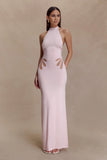 Brock Knit Halter Maxi Dress Baby Pink