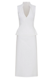 Yanina Cotton Halter Midi Dress White