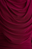 Wanderer Burgundy Crew Neck Midi Dress With Draped and Ruched Detailing