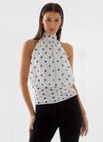Willow Chiffon Top White Polkadot