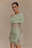 Luxie Lace Knit Mini Dress Pastel Green