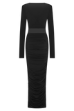 Louanne Slinky Long Sleeve Maxi Dress Black