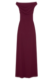 Mabel Off Shoulder Chiffon Maxi Dress Merlot