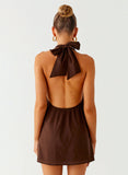 Jepsen Cotton Halter Mini Dress Chocolate