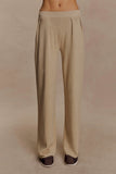Frannie Gathered Silk Blend Knit Pants Sand
