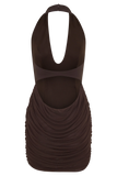 Anari Gathered Scuba Mini Dress Dark Chocolate