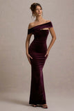 Candela Port Velvet Asymmetric Bardot Maxi Dress