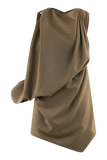 Gabriella Draped Mini Dress Light Brown Marle