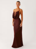 Elation Cowl Neck Maxi Dress Chocolate