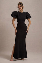 Love Letters Black Puff Sleeve Maxi Dress