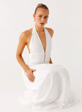 Figaro Halter Maxi Dress White