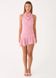Kellsa Cowl Neck Mini Dress Pink